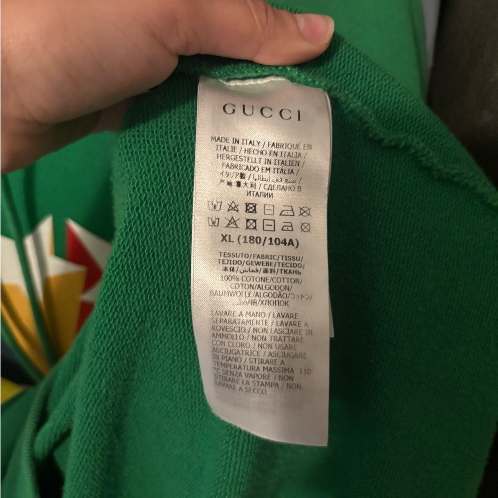 Gucci Green Pullover Hoodie With Signature Label View 3